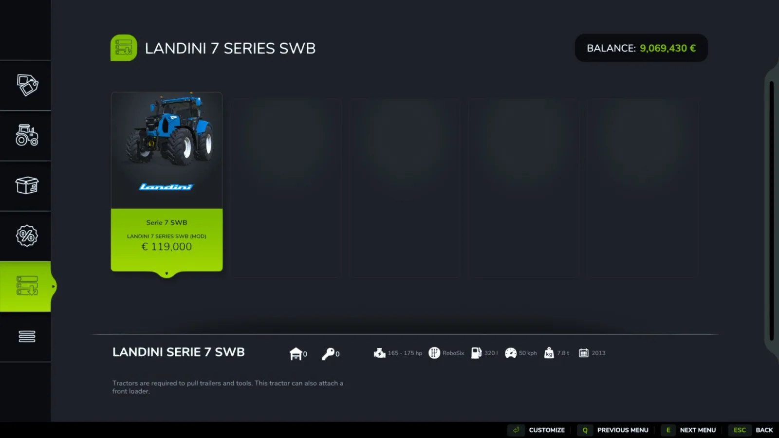 Landini 7 Series SWB FS25