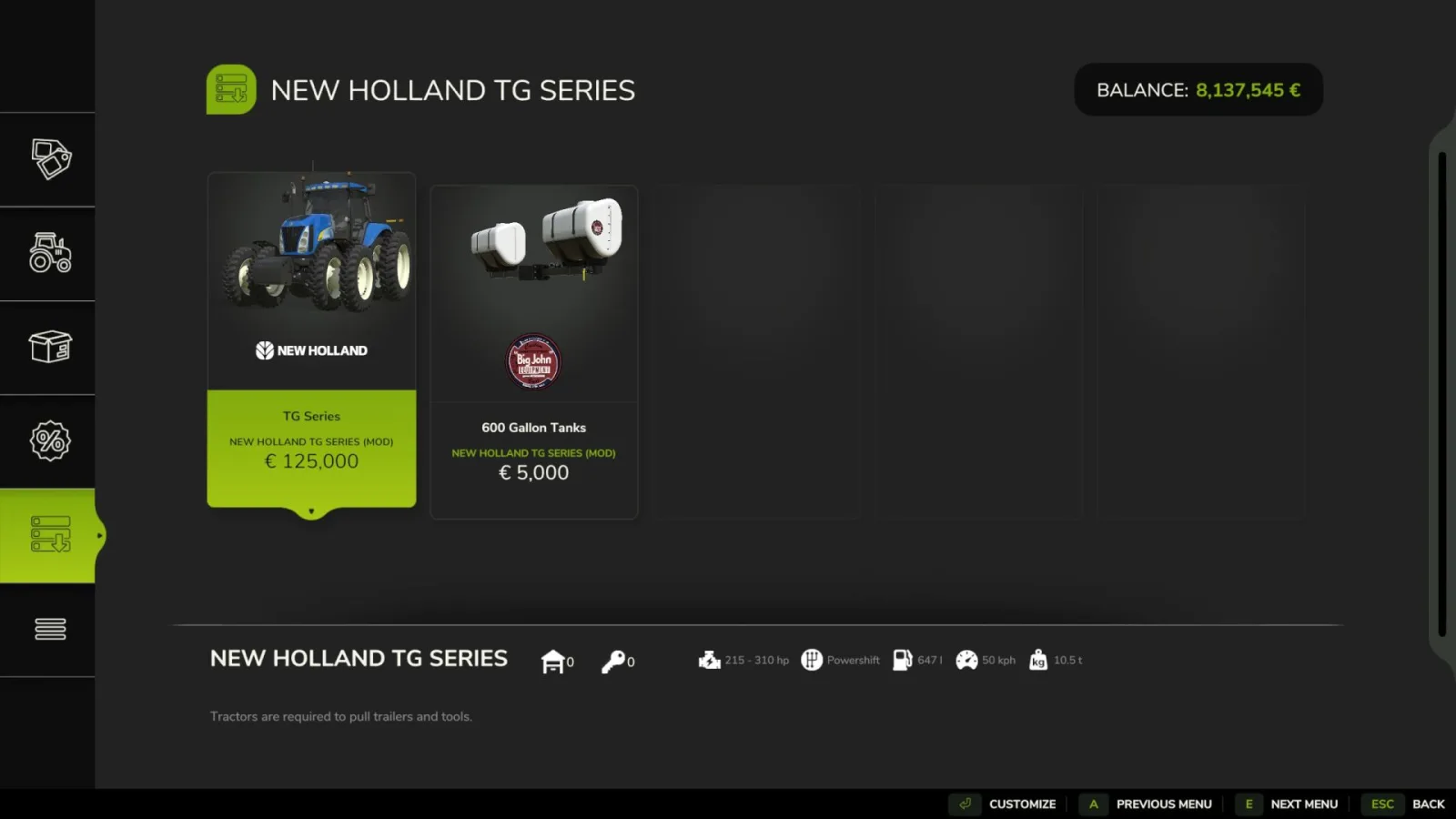 New Holland TG series FS25