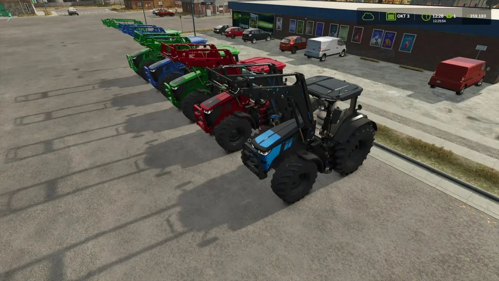 John Deere 7R with front loader FS25
