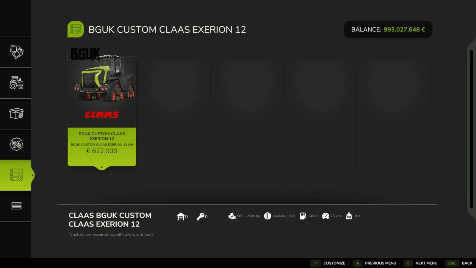 Bguk Custom Class Xerion 12 FS25