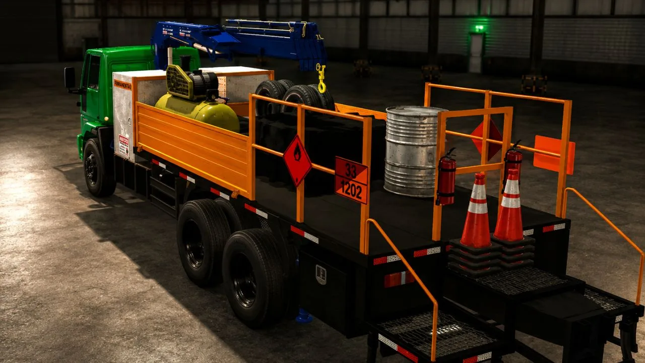 Ford Cargo Truck with Knuckle-Boom Crane (Tire Service) FS25