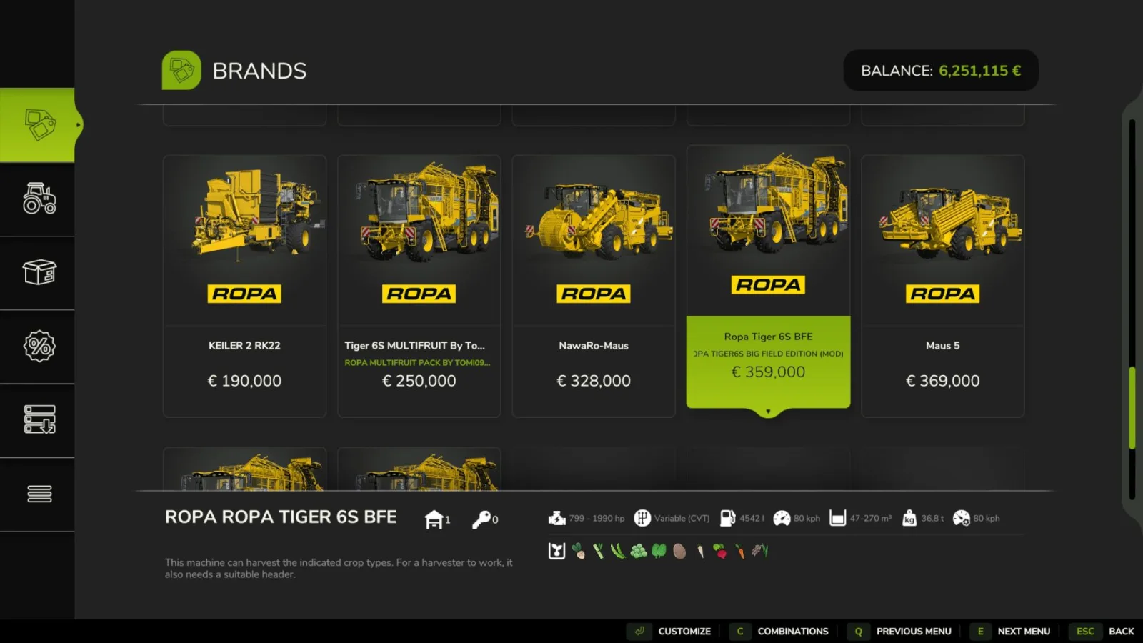 Ropa Tiger 6S Big Field Edition FS25