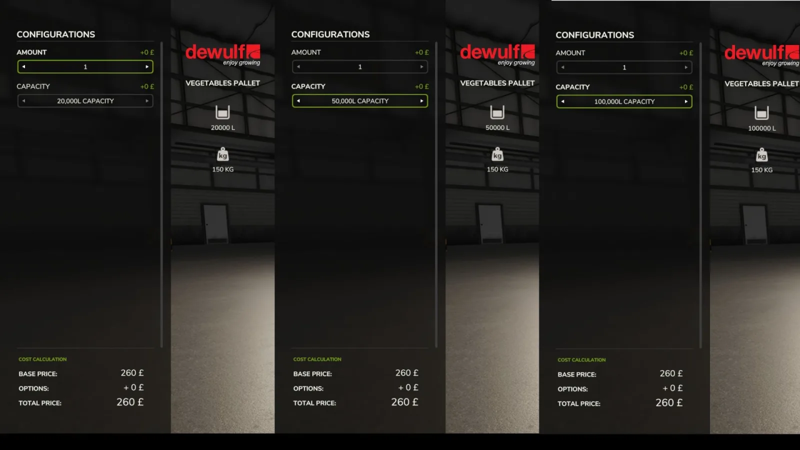 Dewulf P3PLProfi with configurable pallet capacity FS25