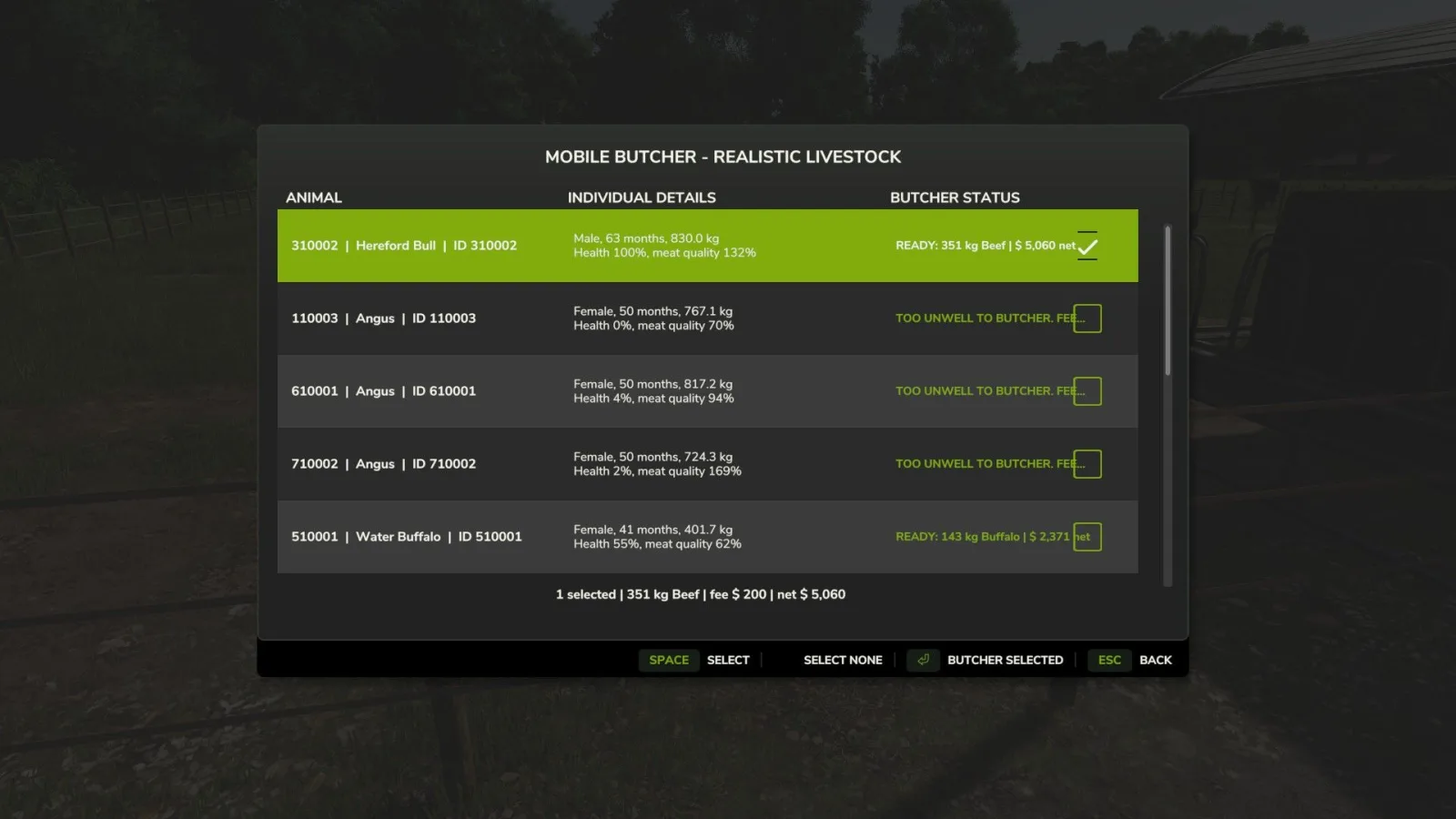 Mobile Butcher (for "Realistic Livestock" mod) FS25