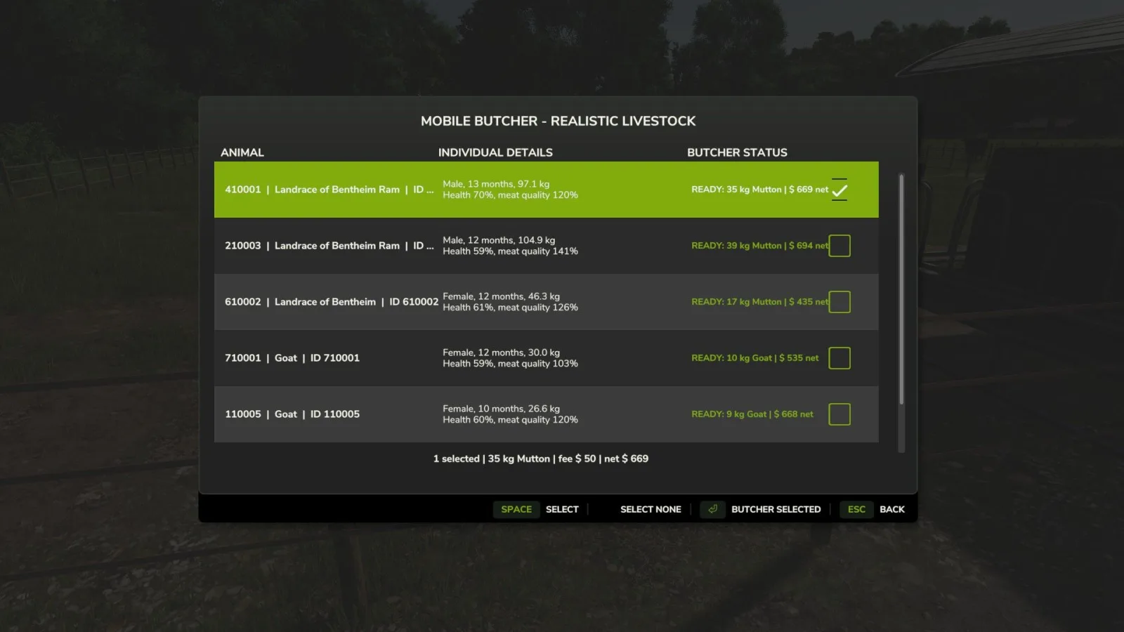 Mobile Butcher (for "Realistic Livestock" mod) FS25