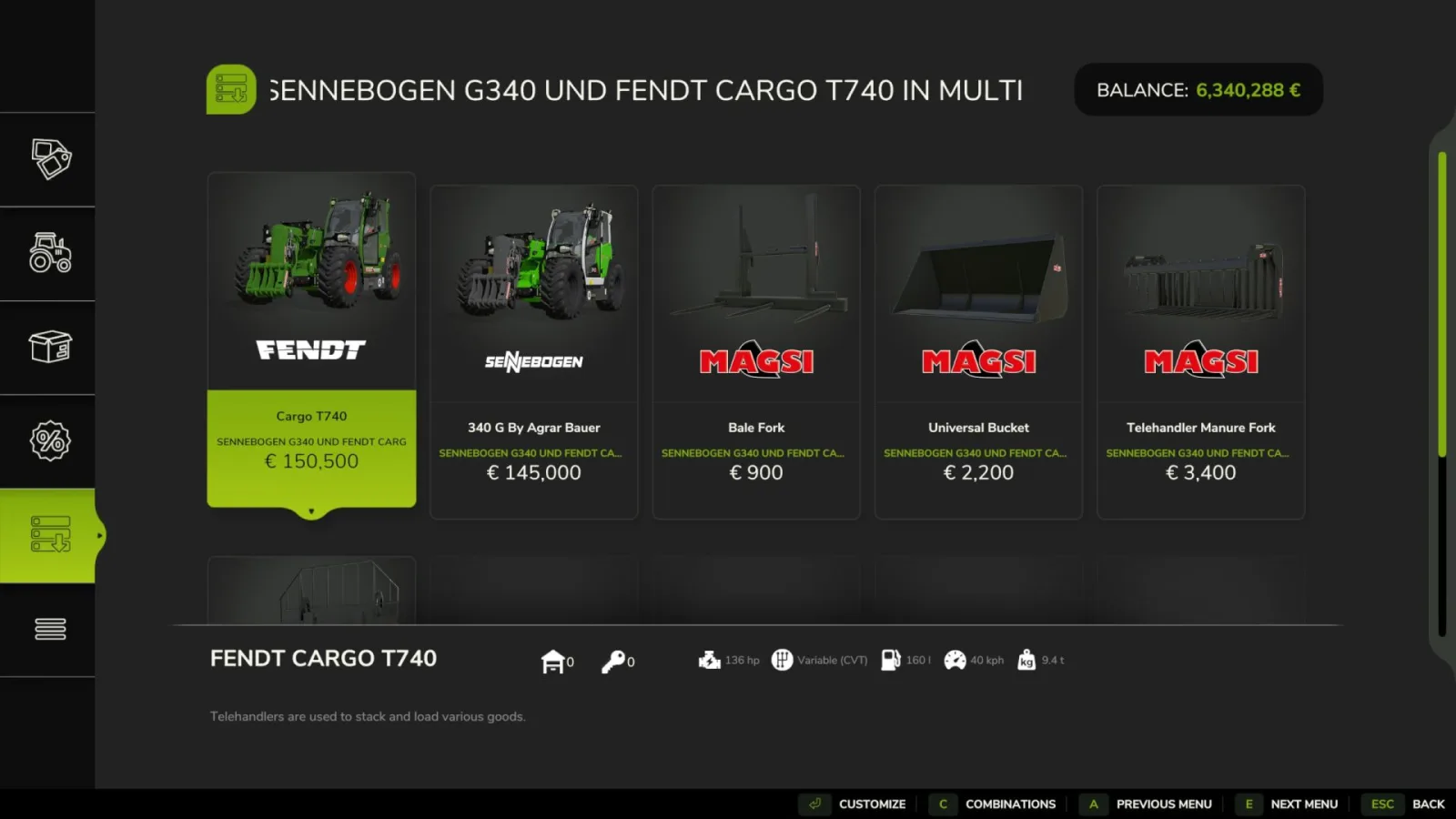 Sennebogen G340/Fendt Cargo T740 FS25