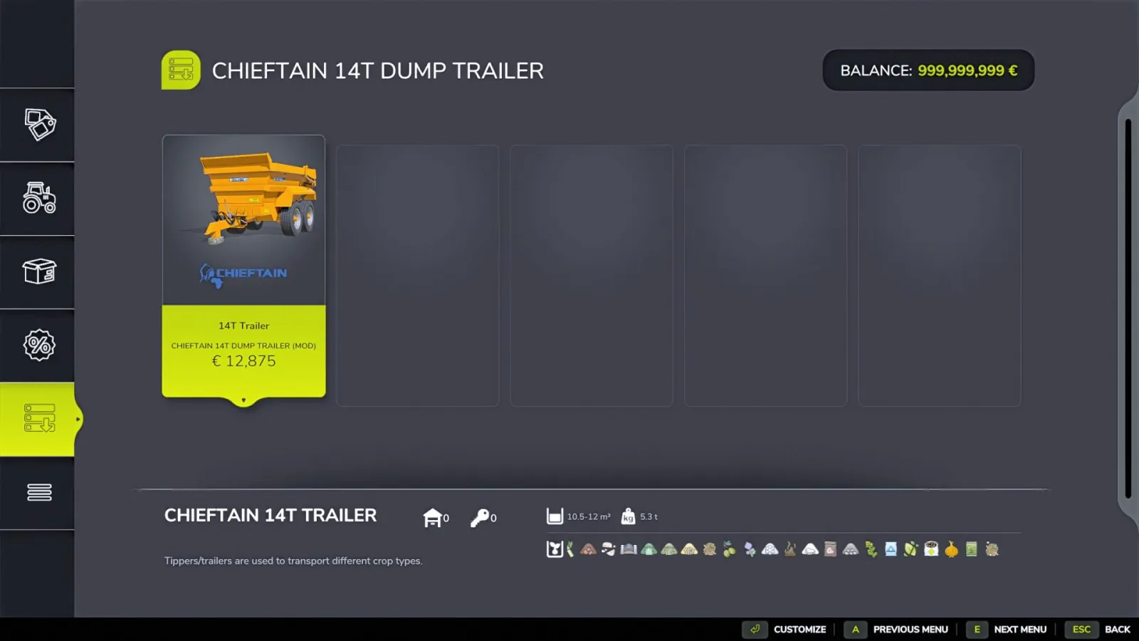 Chieftain Dump Trailer V1000 FS25 - screenshot 2