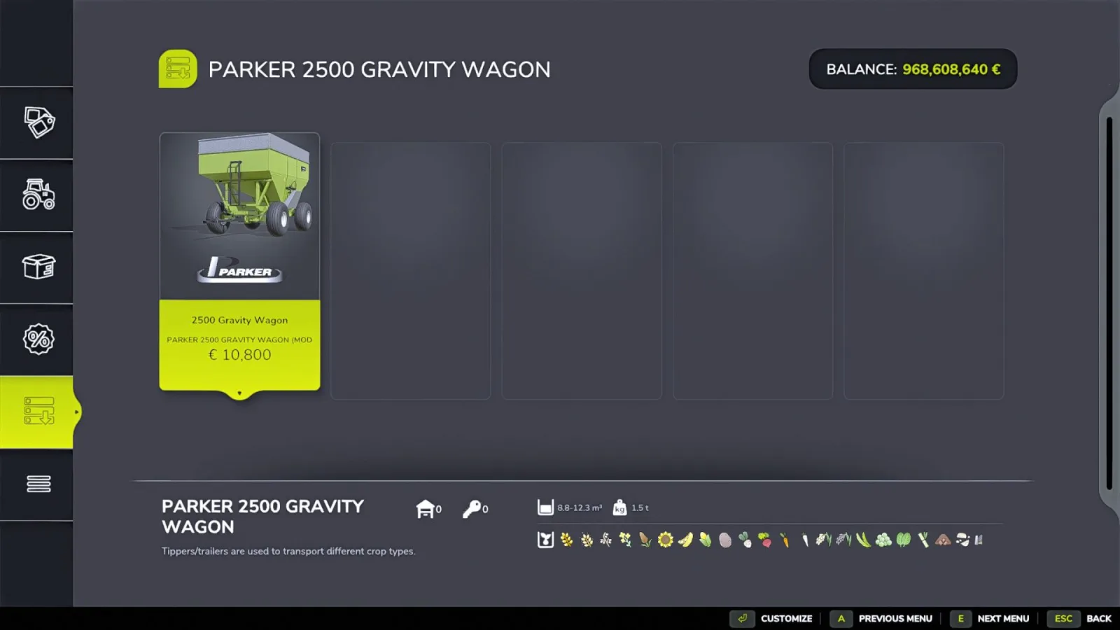 Parker 2500 gravity wagon (weight correction) FS25 - screenshot 2
