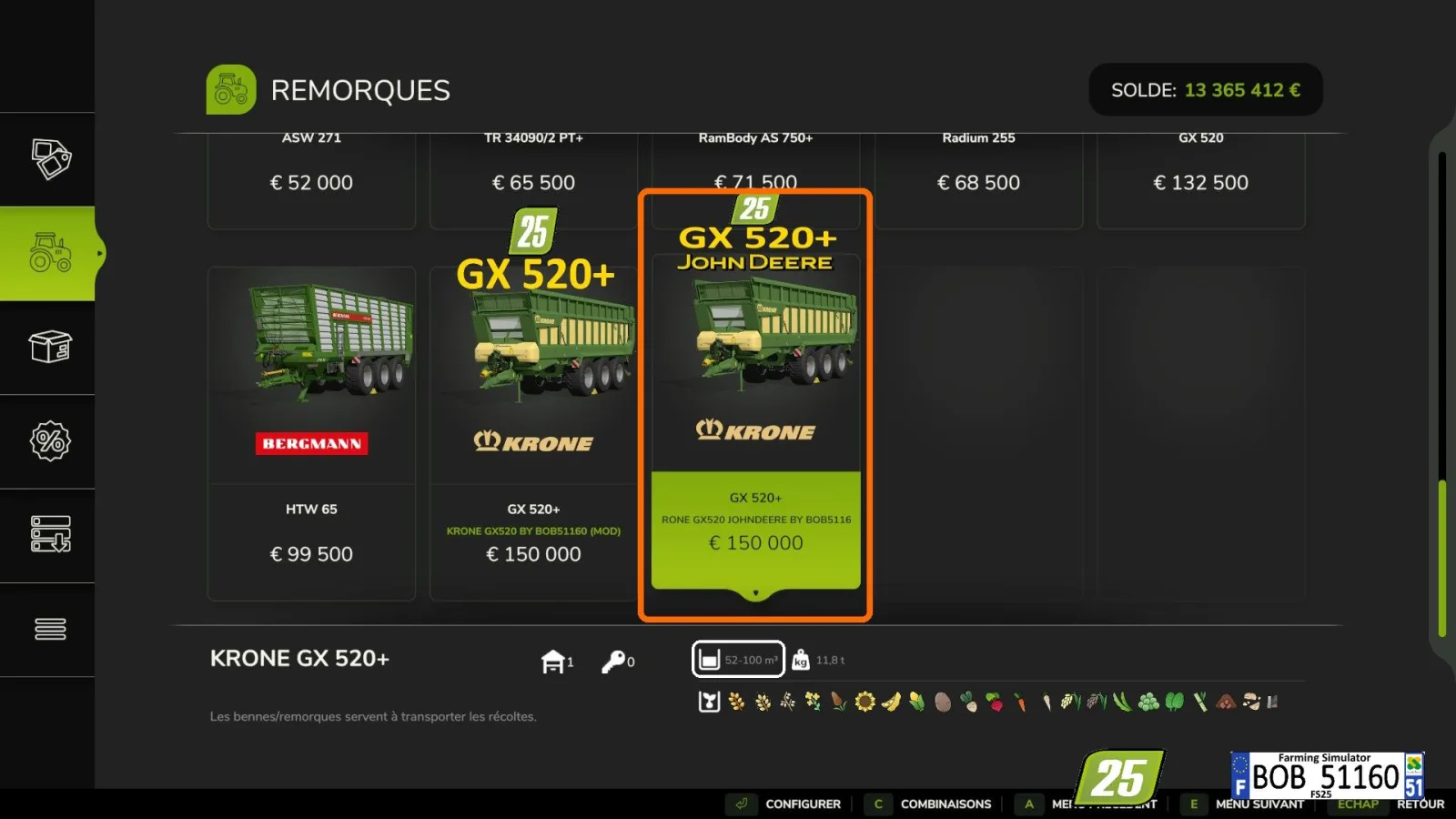 Krone GX520+ (John Deere Edition) FS25 - screenshot 2