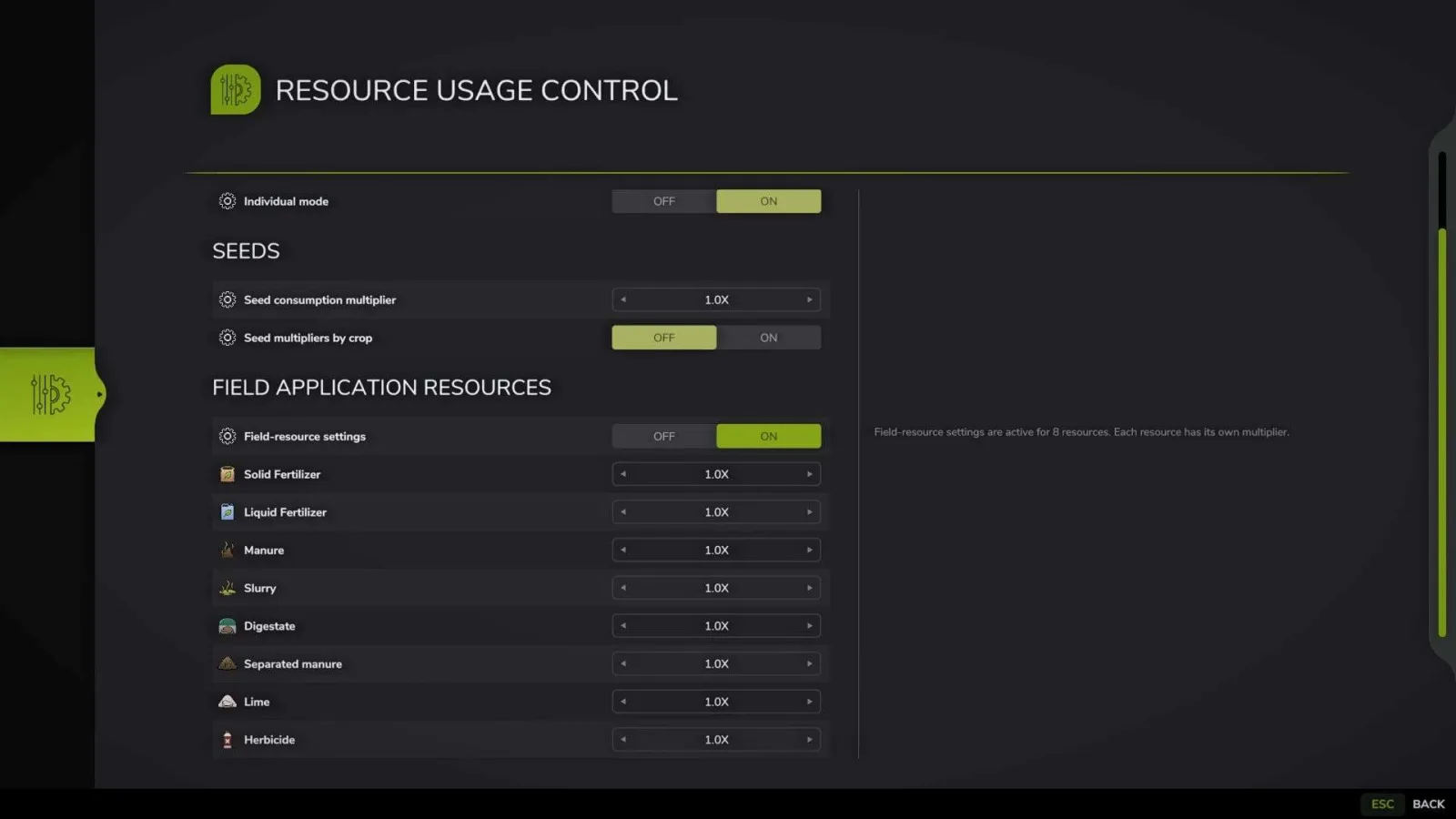Resource Usage Control v1.0 - screenshot 1