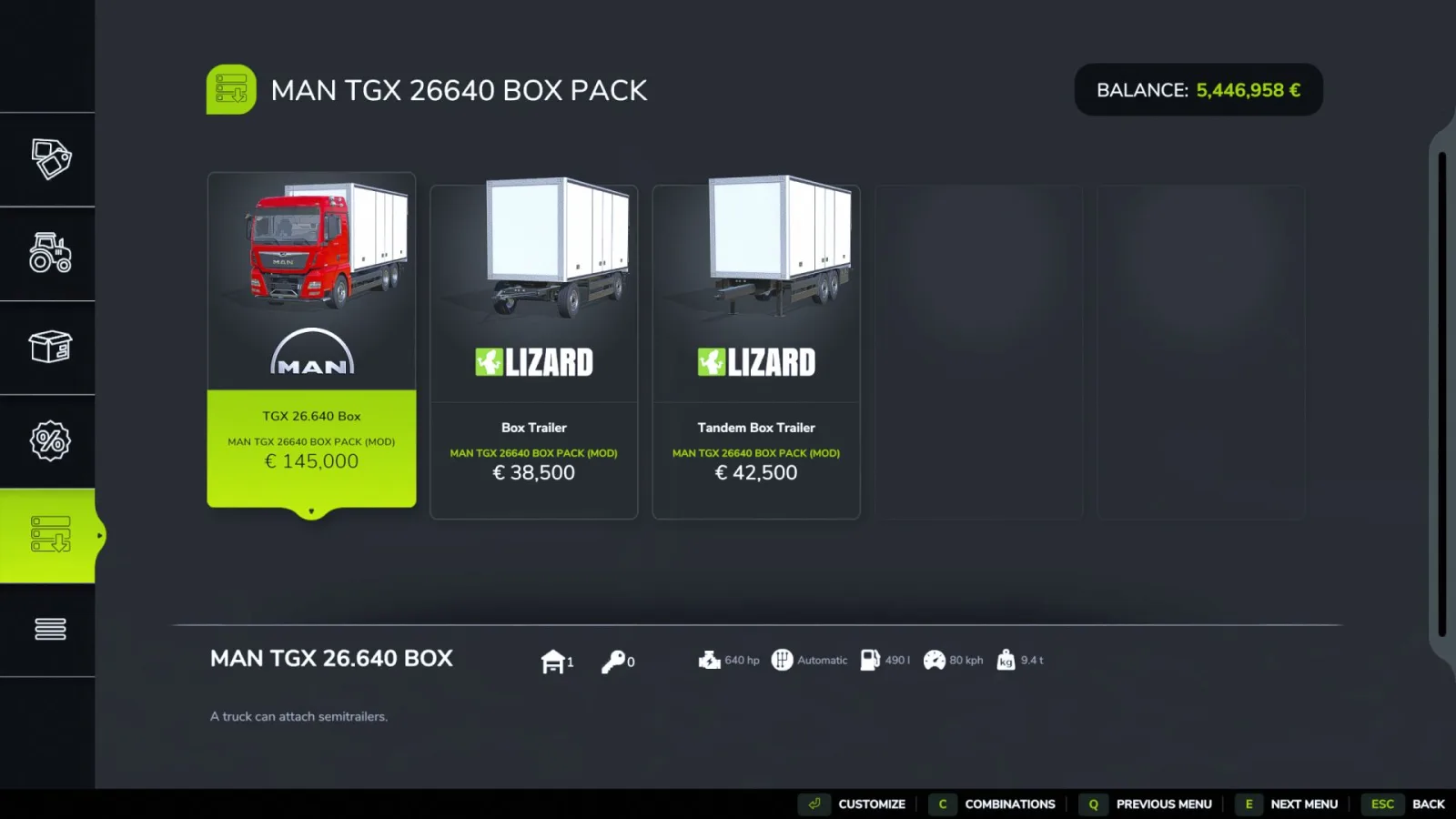 MAN TGX 26640 Box Pack FS25