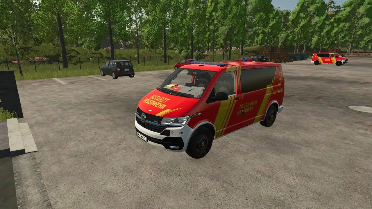 Volkswagen T6 Hanover Fire Department NEF and ELW 1 FS25 - screenshot 1