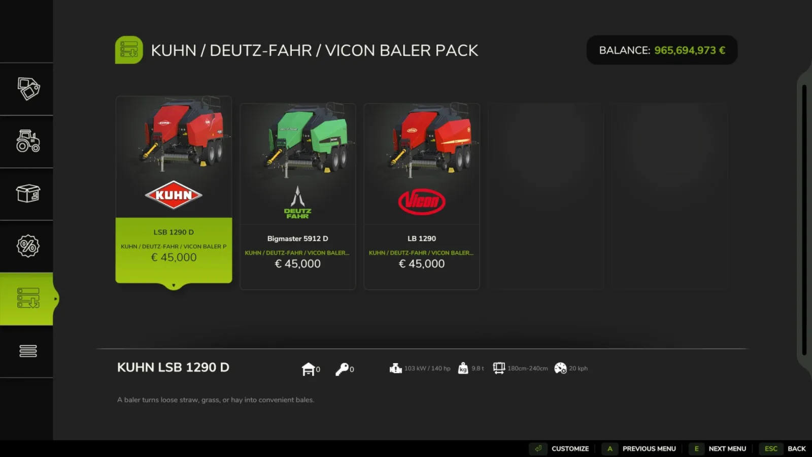 Kuhn/Deutz/Vicon Square Baler Pack FS25 - screenshot 2
