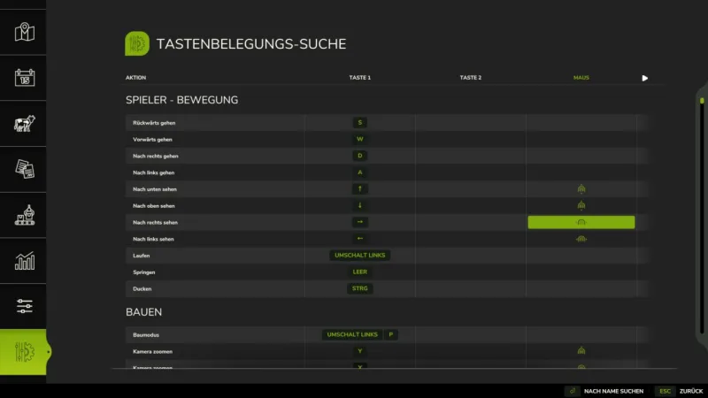 Keybind search FS25
