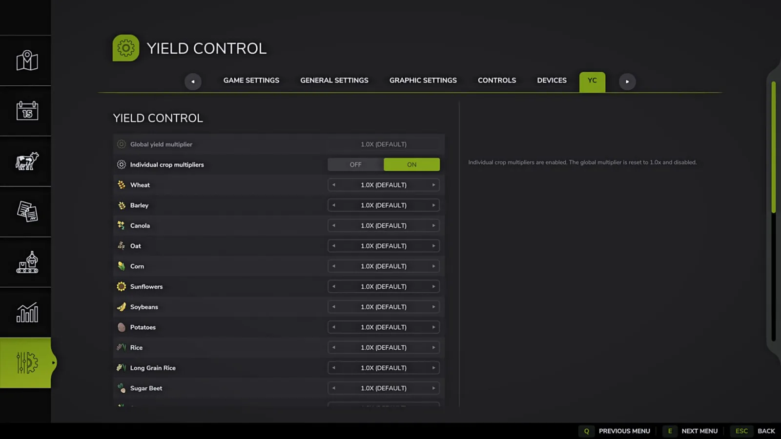 Yield control FS25 - screenshot 1