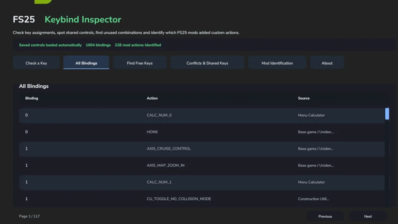 Keybind Inspector FS25 - screenshot 2