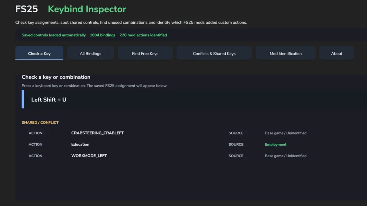 Keybind Inspector FS25 - screenshot 1