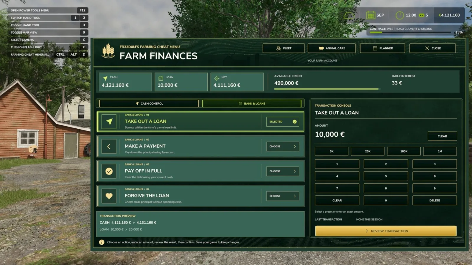 Fr33d0m’s Farming Cheat Menu v1.0 - screenshot 1