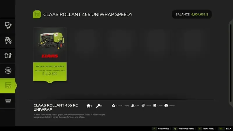 CLAAS ROLLANT 455 UNIWRAP Baler - screenshot 1