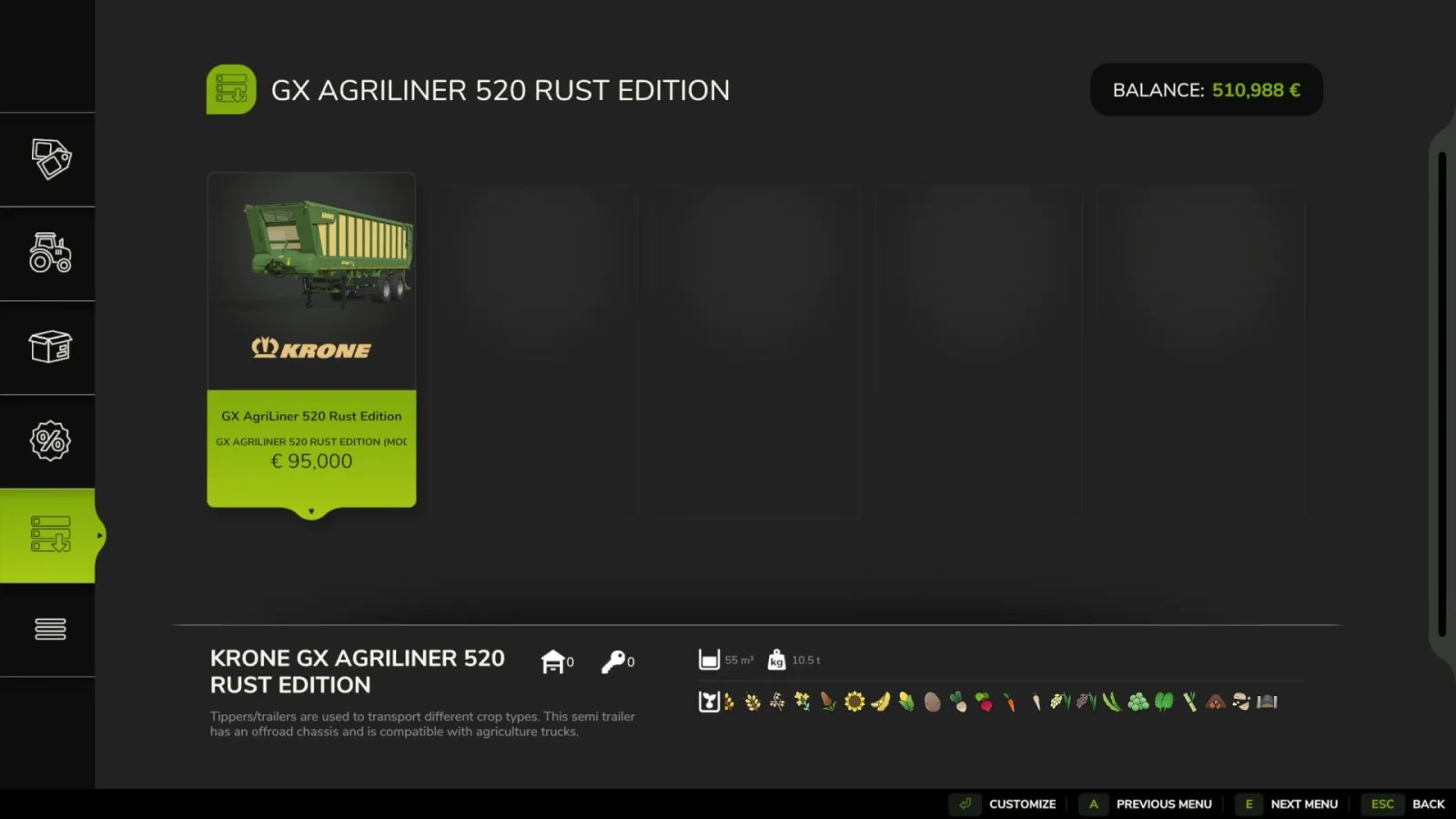 Krone GX Agriliner 520 Rust Edition FS25 - screenshot 2