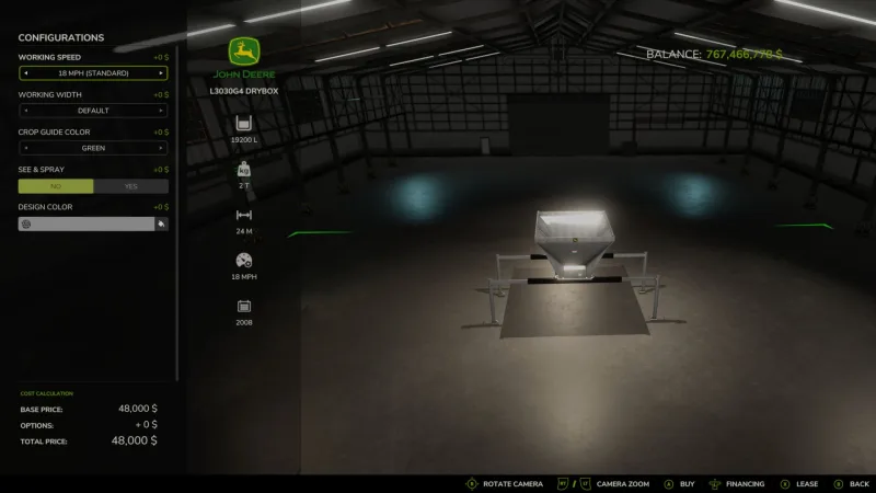 Adjustable working-width configuration FS25