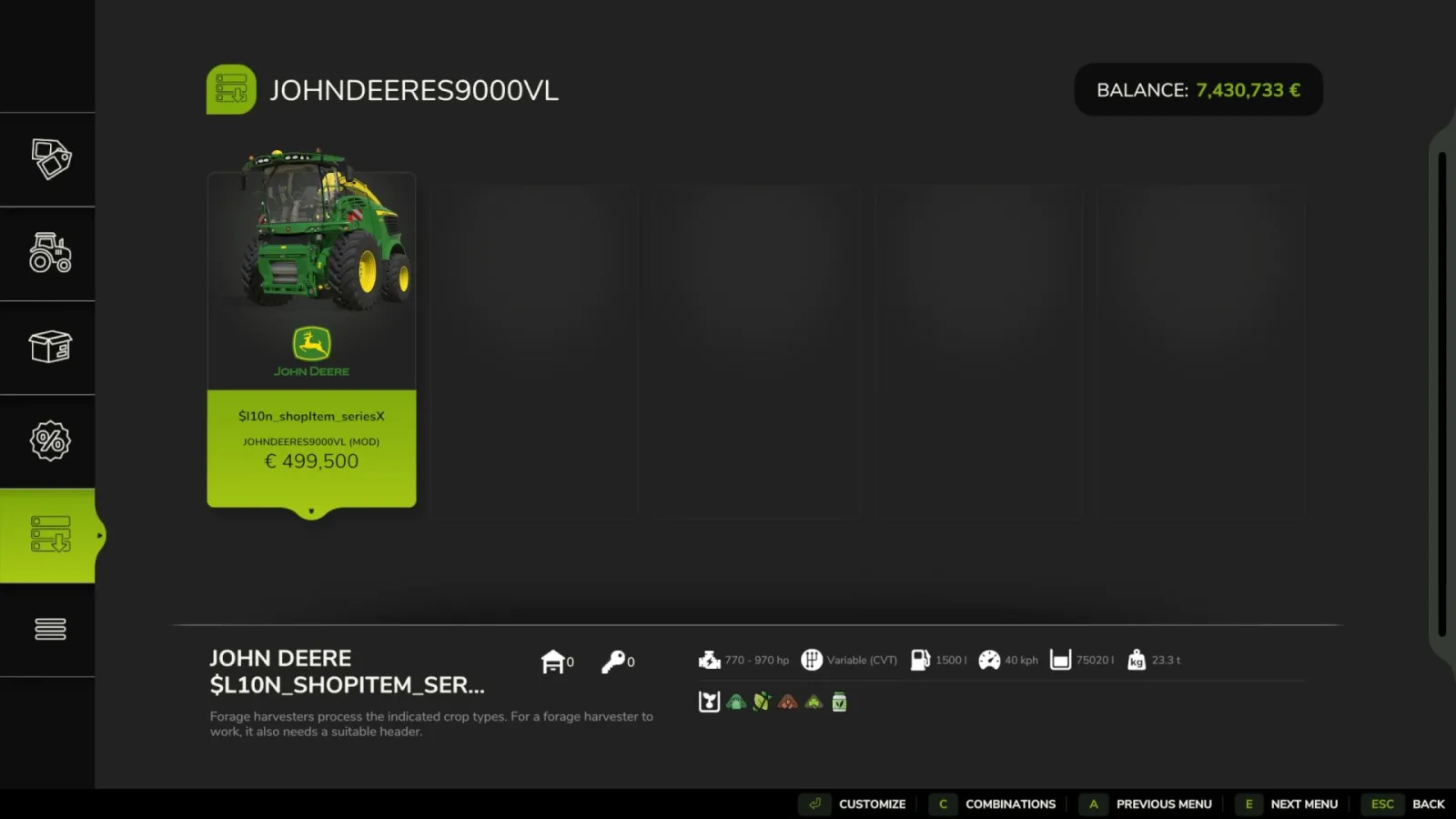 John Deere Serie 9000VL FS25