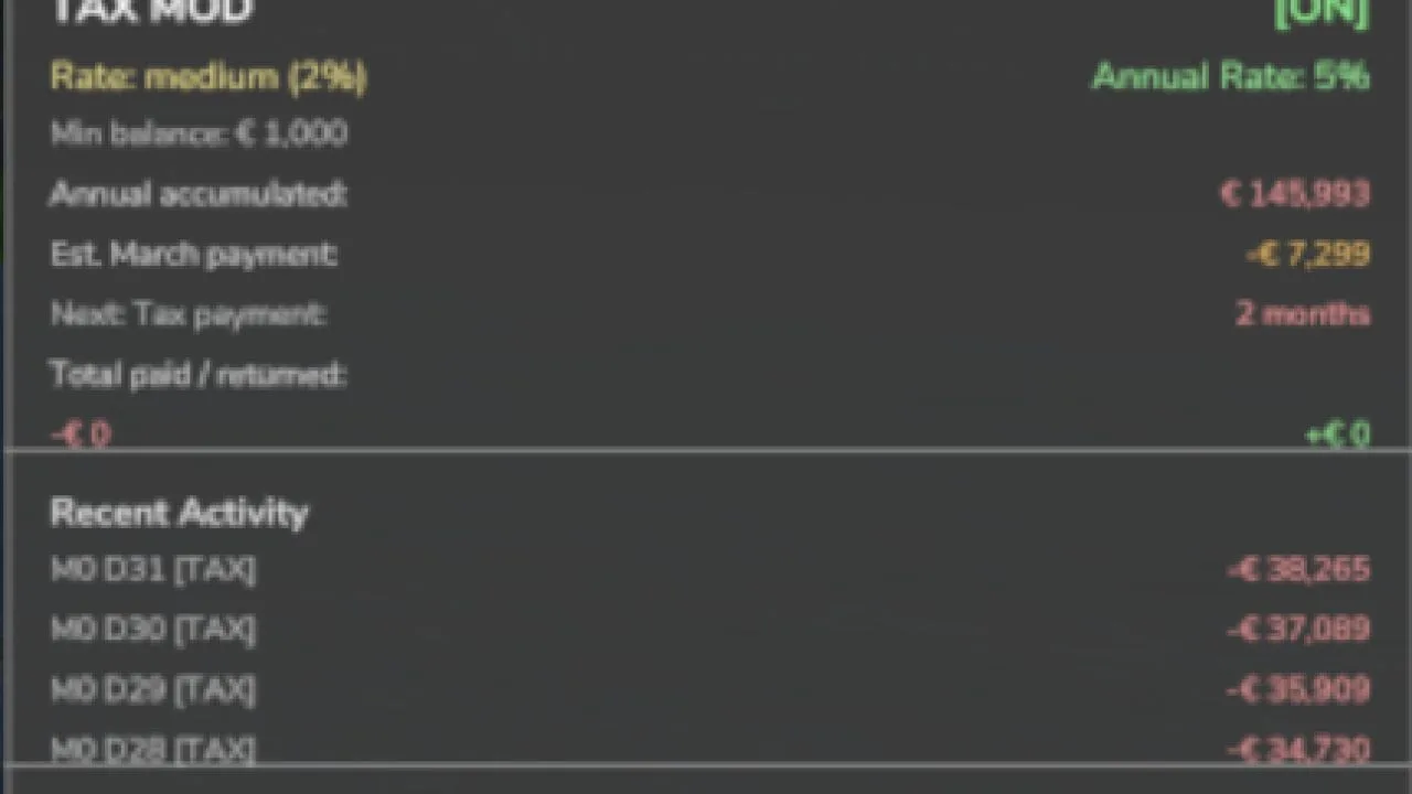 Tax Mod FS25 - screenshot 1