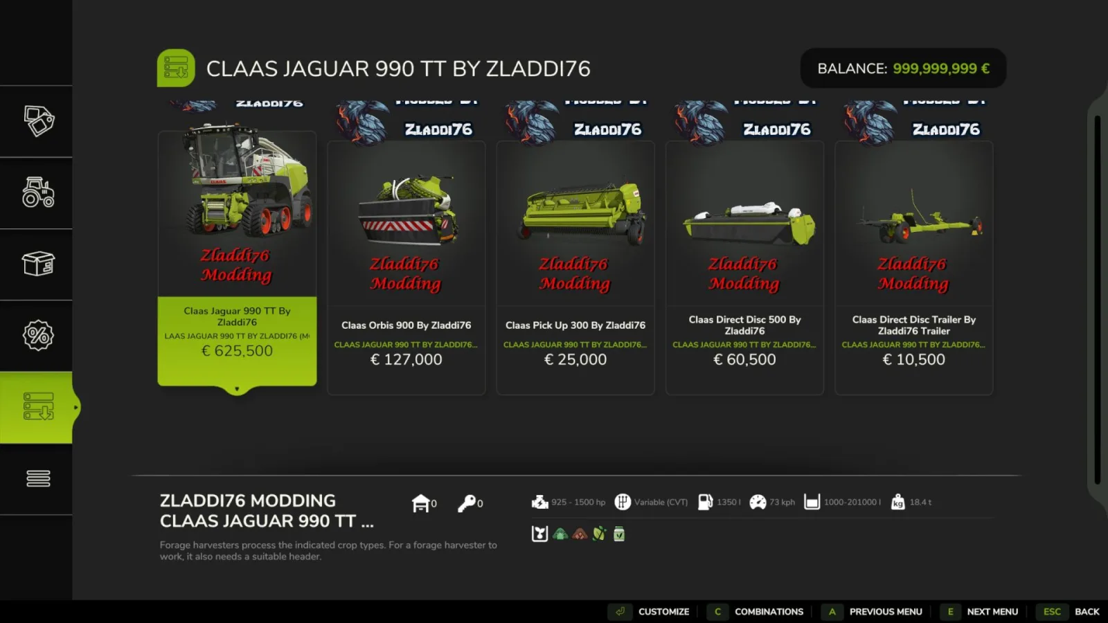 Claas Jaguar 990 TT Edit FS25