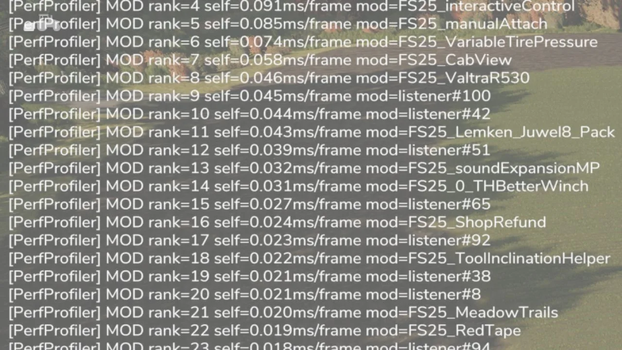 Perf Profiler FS25 - screenshot 2