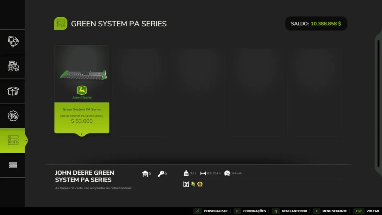 John Deere PA Series FS25