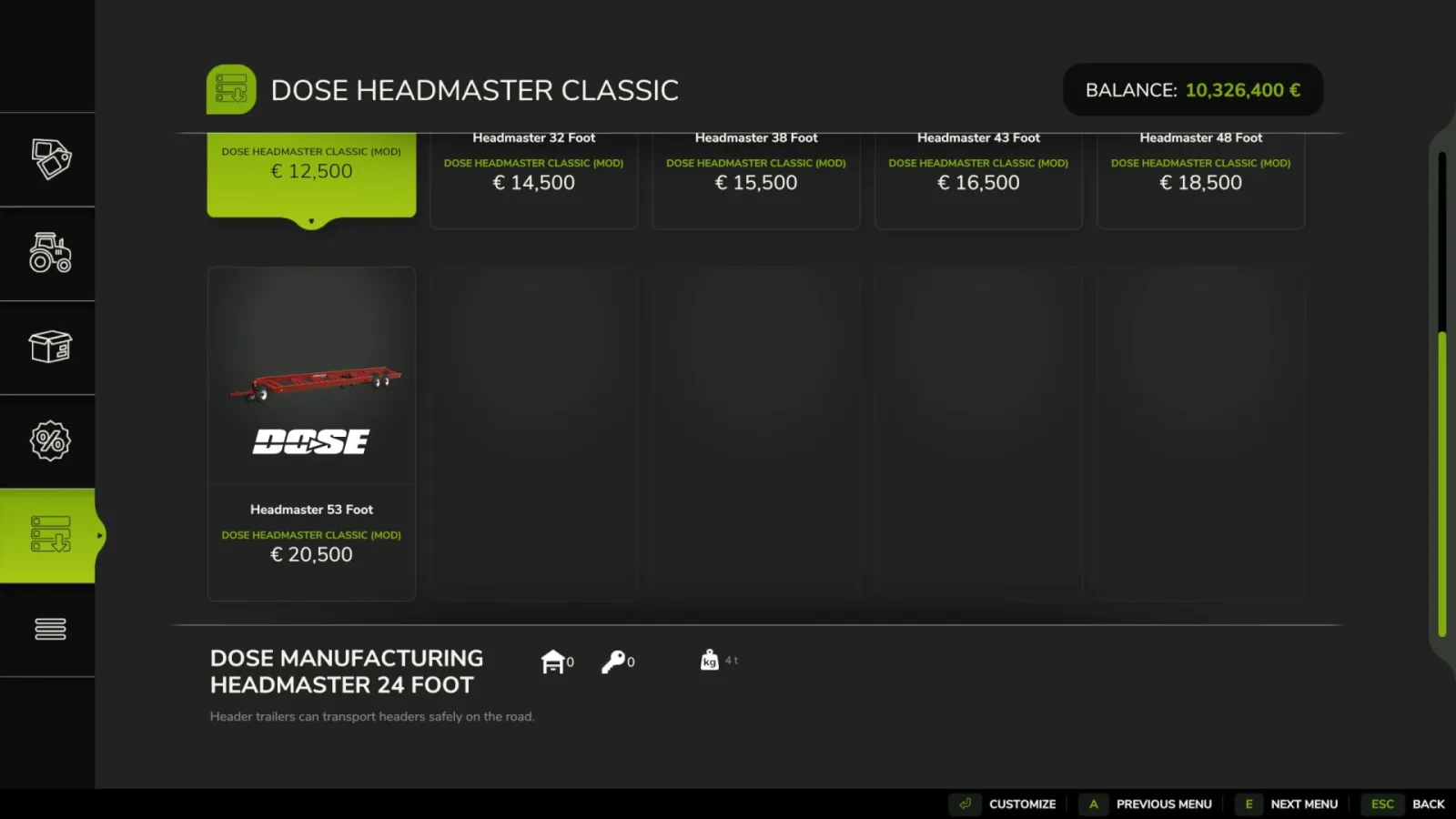 Dose Headmaster Header trailers FS25