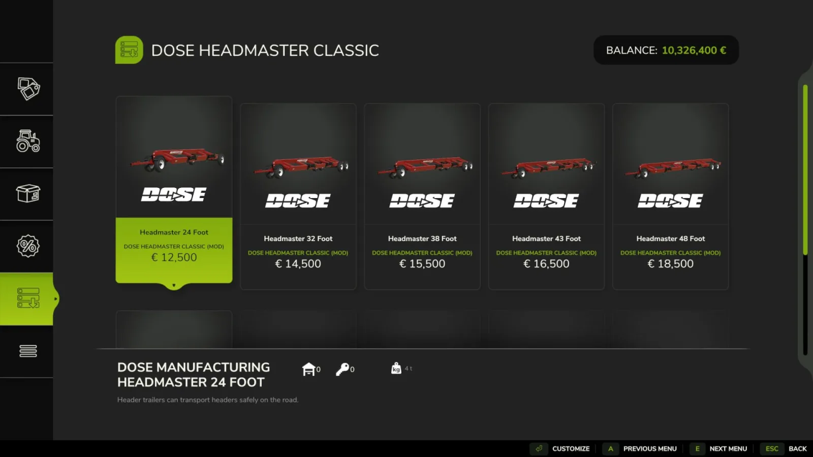 Dose Headmaster Header trailers FS25
